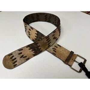 Women’s Neutral Patchwork Genuine Bonded Manmade Top Western Style Belt Size S/M